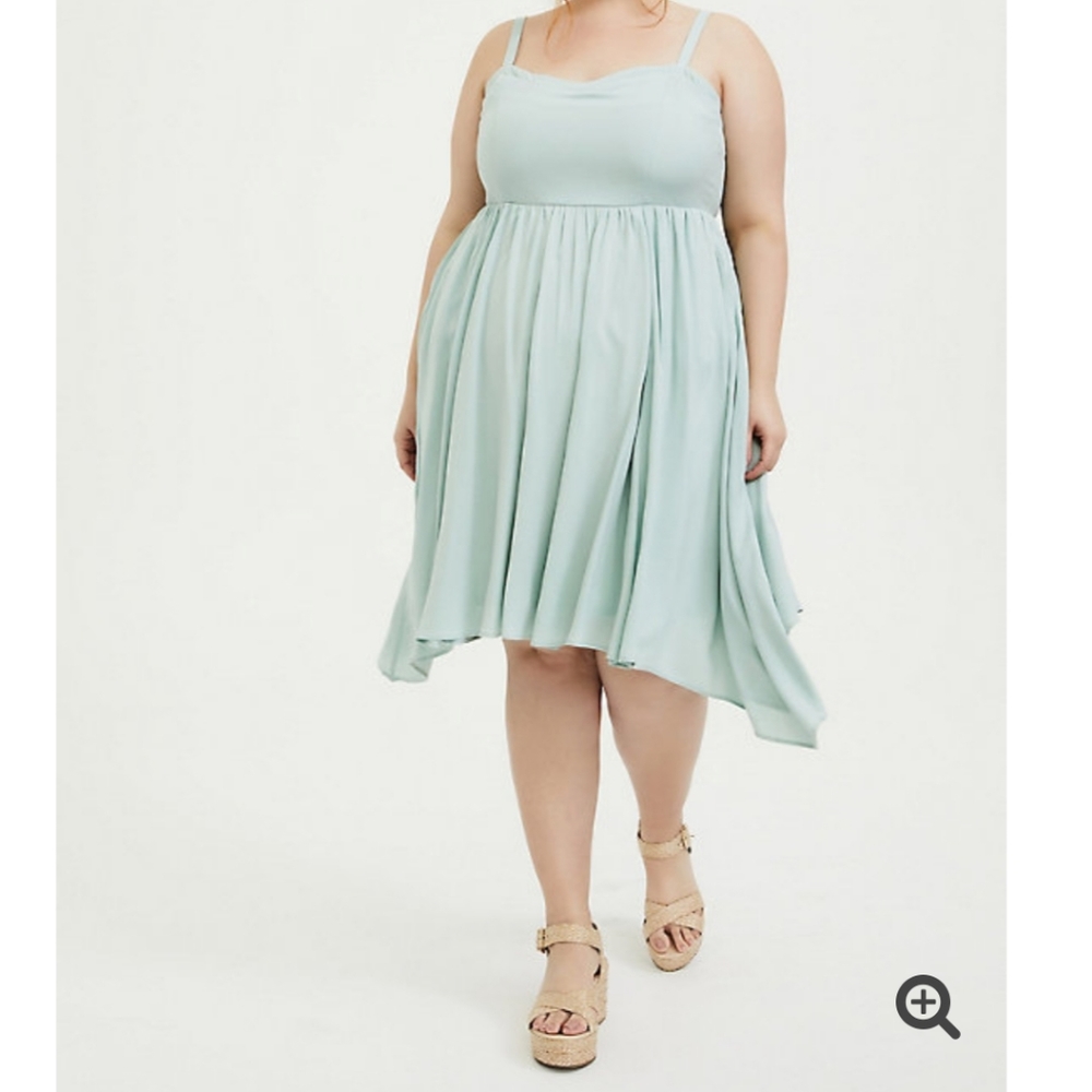 Mint blue challis sharkbite skater dress